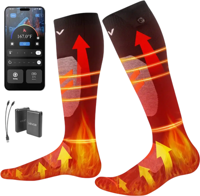 Vevor Heated Socks Rechargeable 5000mAh Foot Warmers Size M New