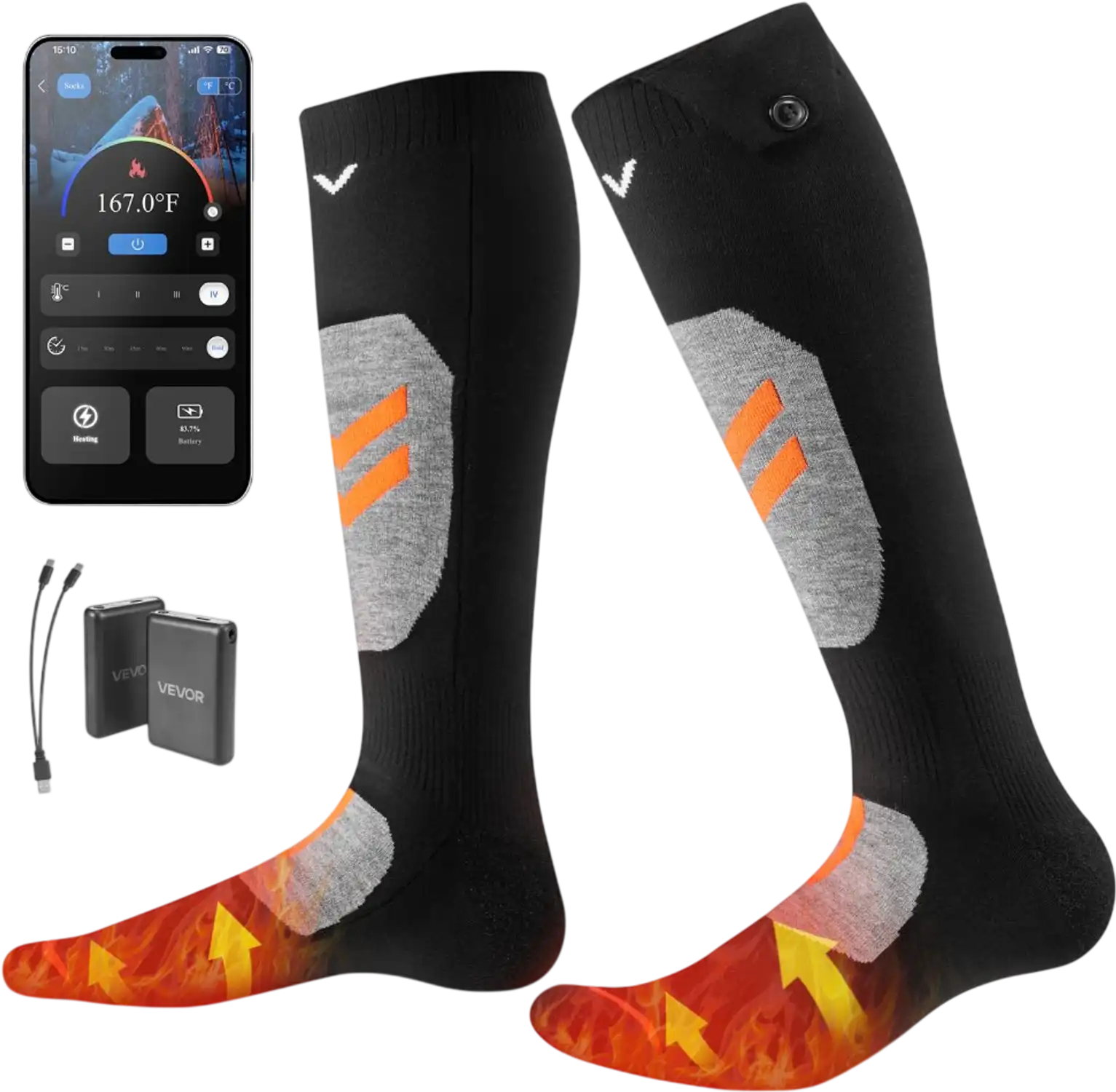 Vevor Heated Socks XL Rechargeable 5000mAh App-Controlled Foot Warmer New