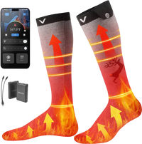 VEVOR Heated Socks, 6000mAh Battery Powered, Rechargeable Heating Socks with 4 Heating Levels, Electric Heated Sock with APP Control for Men Women, Foot Warmer for Hunting Riding Camping Hiking