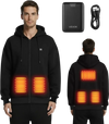 VEVOR Heated Jacket Hoodie for Men Women, Heated Sweatshirt Unisex Full-Zip with 7.4V 16000mAh Power Bank Pack, 5 Heating Zones, 3 Temp Levels, 4-8H Warmth, for Winter Outdoor Camping, Black, L Size