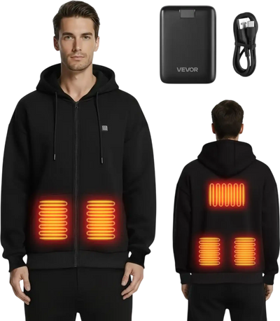 Vevor Heated Hoodie Full-Zip Unisex Black L New