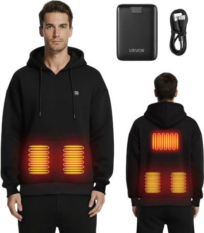 Vevor Heated Sweatshirt Hoodie Unisex Winter Outdoor Camping Black New