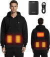 VEVOR Heated Sweatshirt Hoodie for Men Women, Heated Jacket Unisex with 7.4V 16000mAh Rechargeable Power Bank Pack, 5 Heating Zones, 3 Temp Levels, 4-8H Warmth, for Winter Outdoor Camping, Black, XXL Size