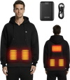 VEVOR Heated Sweatshirt Hoodie for Men Women, Heated Jacket Unisex with 7.4V 16000mAh Rechargeable Power Bank Pack, 5 Heating Zones, 3 Temp Levels, 4-8H Warmth, for Winter Outdoor Camping, Black, XL Size