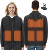 VEVOR Heated Hoodie, Unisex Heated Sweatshirt with Battery Pack 7.4V, Zip Up Electric Jacket with 5 Heating Zones for Men & Women, Lightweight Warm Heated Outdoor Pullover for Camping, XL Size Black