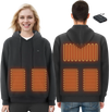 VEVOR Heated Hoodie, Unisex Heated Sweatshirt with Battery Pack 7.4V, Electric Jacket with 5 Heating Zones for Men & Women, Lightweight Warm Heated Outdoor Pullover for Fishing Camping, M Size Black