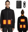 VEVOR Heated Fleece Jacket for Women, Heated Sweatshirt with 7.4V 16000mAh Rechargeable Power Bank Pack, 6 Heating Zones, 3 Temp Levels, 3h/6h/10h Warmth, for Winter Outdoor Camping, Black, L Size