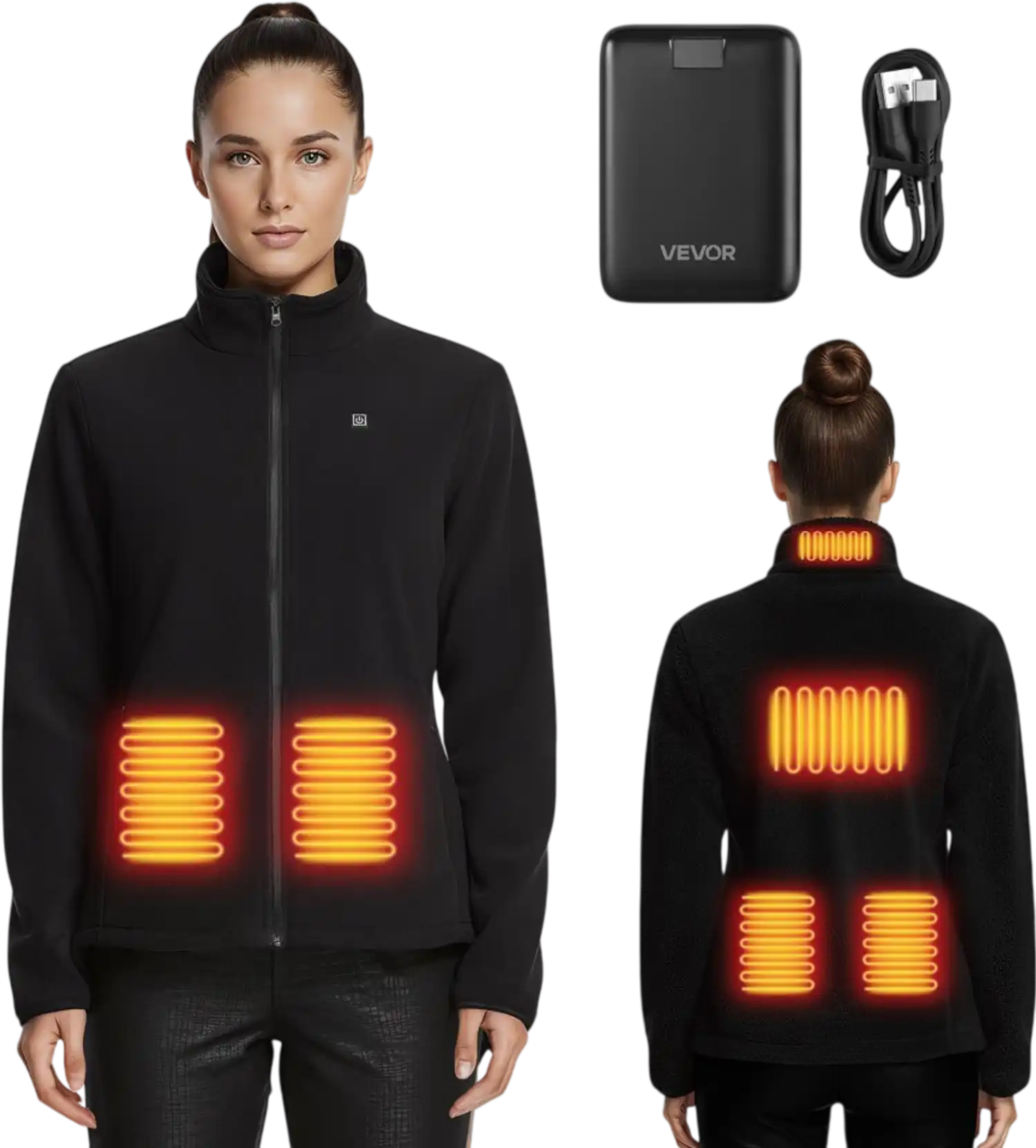 Vevor Heated Fleece Jacket Women's Black XL New