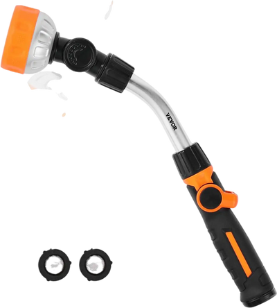 VEVOR Watering Wand, 15-Inch Heavy Duty Garden Hose Wand with 8 Spray Patterns & 180° Swivel Head, Long Hose Nozzle Sprayer with on/off Thumb Control, Ideal for Hanging Baskets, Shrubs, Garden, Lawn