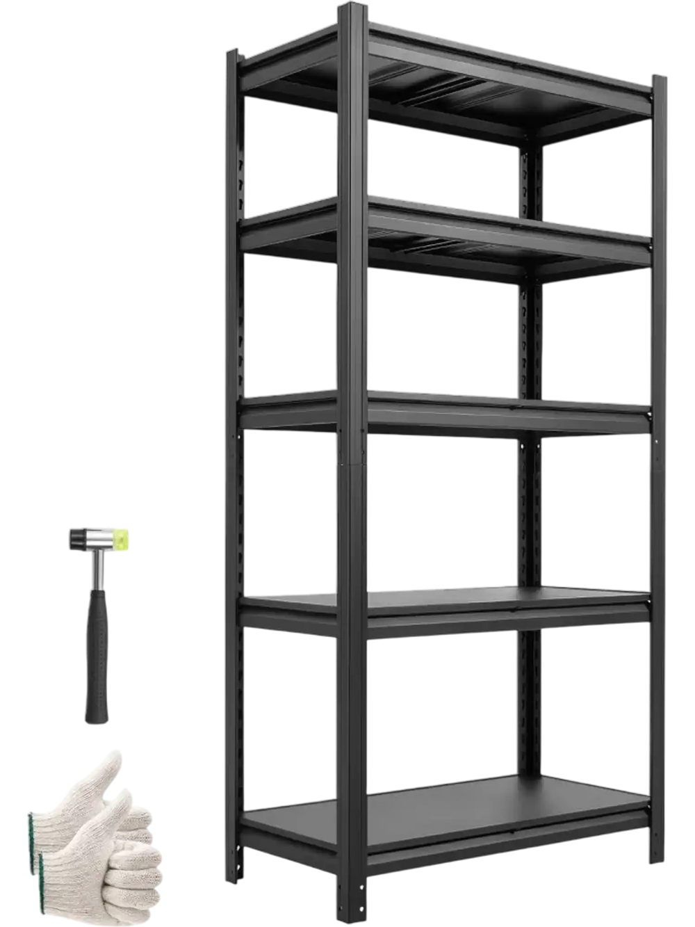 VEVOR Storage Shelves 5-Tier Adjustable Garage Shelving 2000 lbs Capacity, for Kitchen Pantry Basement Bathroom, 31.5" W x 16.06" D x 62.99" H, Heavy Duty Metal Utility Rack Shelf, Carbon Steel Frame