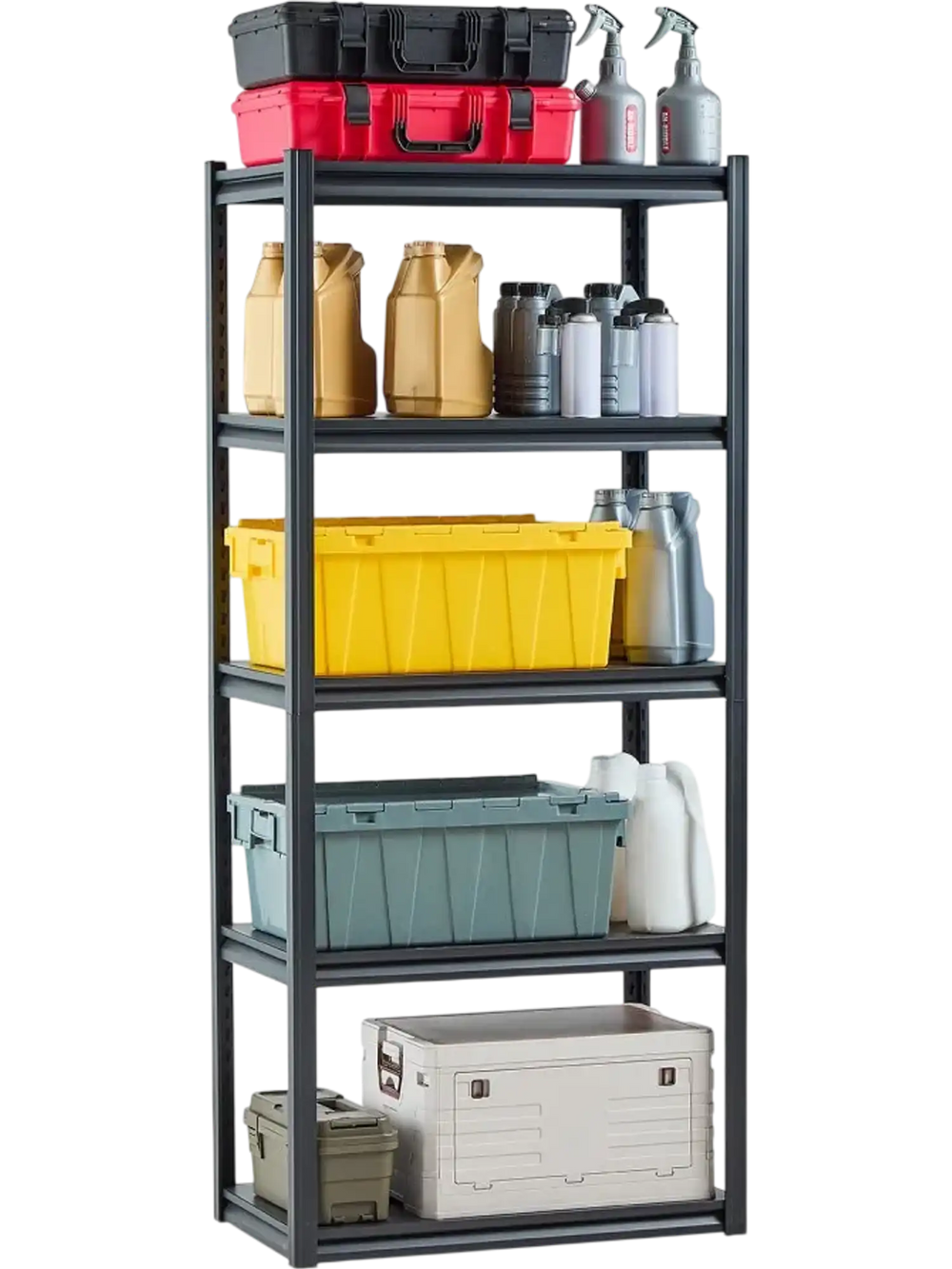 VEVOR Storage Shelves, 2000 lbs, 5 Tier Garage Storage Shelving, 18" D x 32" W x 72" H Adjustable Metal Shelves for Garage Shelves Utility Rack Shelf, Ideal for Kitchen, Warehouse, Basement, Black