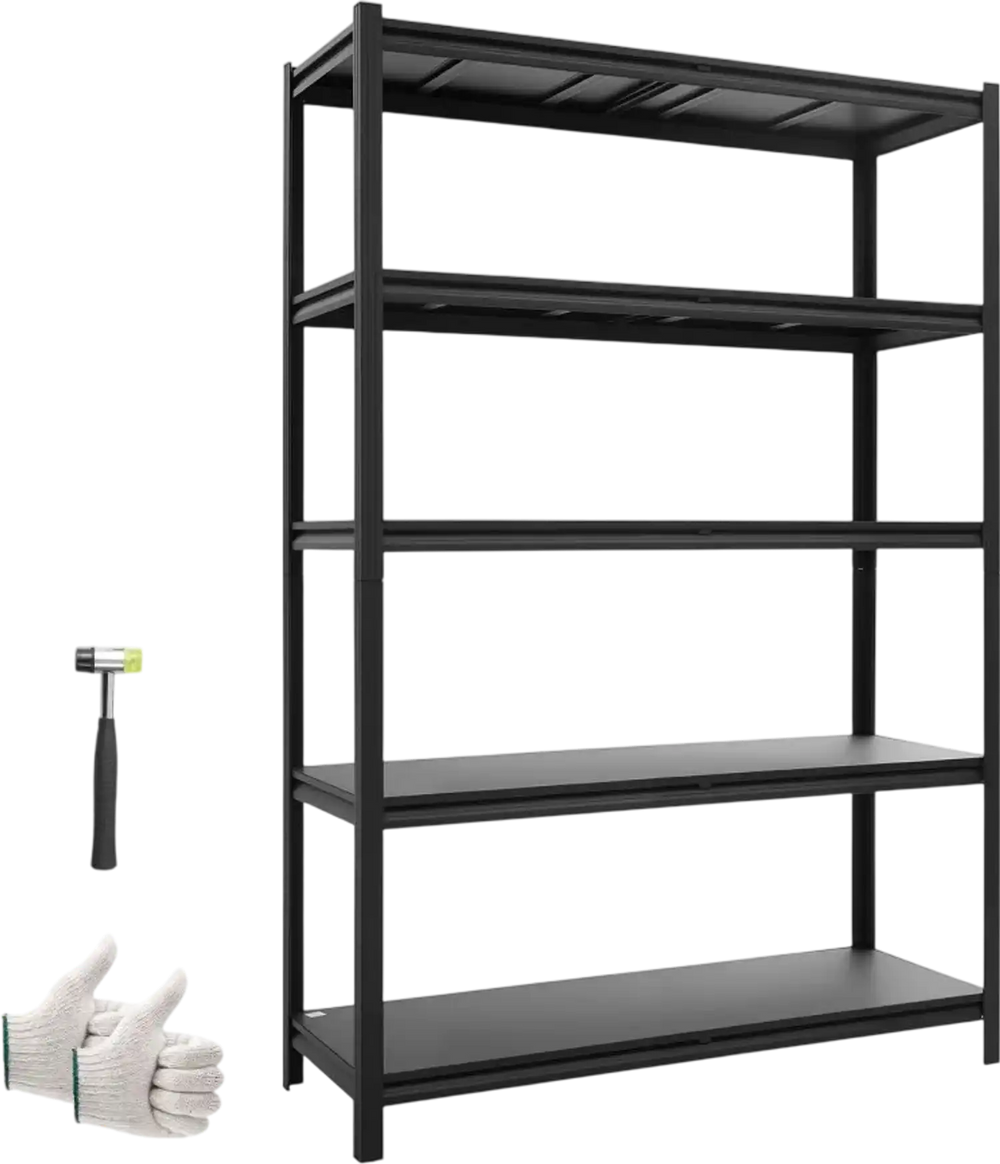 VEVOR Storage Shelves, 5-Tier Adjustable, 2500 lbs Capacity, Heavy Duty Garage Storage Shelving Unit, Metal Utility Rack Shelf, for Garage Warehouse Basement Kitchen, 48.43" W x 18.31" D x 71.38" H