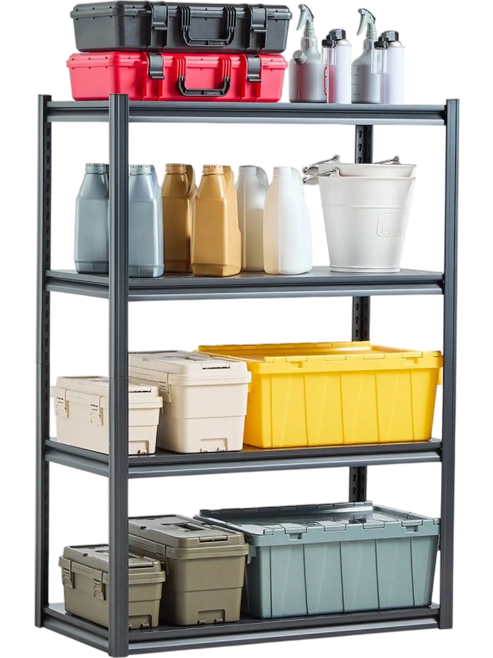 VEVOR Storage Shelves, 2400 lbs, 4 Tier Garage Storage Shelving, 20" D x 40" W x 57" H Adjustable Metal Shelves for Garage Shelves Utility Rack Shelf, Ideal for Kitchen, Warehouse, Basement, Black