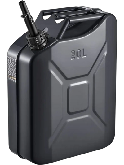 Newly Upgraded Oil-Tight！VEVOR Metal Fuel Container, 5.3 Gallon, Fuel Jerry Can with Spout and Comfort Handle, 6 L/min Max Flow Rate, Leakproof & Corrosion-resistant Metal Gas Tank Most Cars Motorcycle ATV UTV, Black