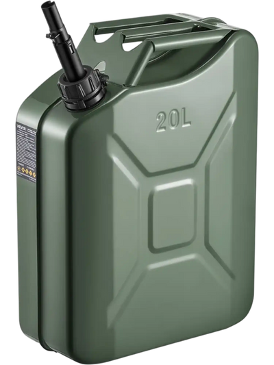 Newly Upgraded Oil-Tight！VEVOR Metal Fuel Container, 5.3 Gallon, Fuel Jerry Can with Spout and Comfort Handle, 6 L/min Max Flow Rate, Leakproof & Corrosion-resistant Metal Gas Tank Most Cars Motorcycle ATV UTV, Green
