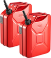 Newly Upgraded Oil-Tight！VEVOR Metal Fuel Container, 5.3 Gallon, Fuel Jerry Can with Spout and Comfort Handle, 6 L/min Max Flow Rate, Leakproof & Corrosion-resistant Metal Gas Tank Most Cars Motorcycle ATV UTV, Red, 2 Packs