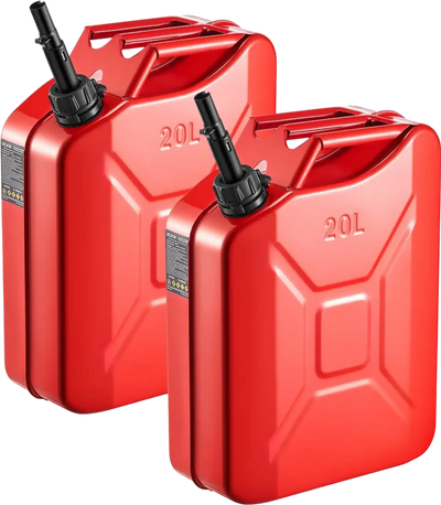 Vevor Fuel Jerry Can 5.3 Gallon Metal Gas Container with Spout Comfort Handle Red 2 Pack New