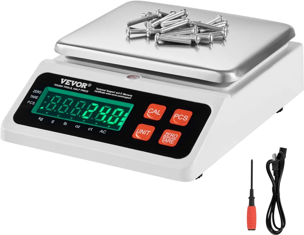 VEVOR Industrial Counting Scale, 10 kg x 0.1 g, Digital Scale for Parts and Coins, g/kg/lb/oz/ct Units, Electronic Gram Scale Inventory Counting Scale Kitchen Jewelry Counting Scale with LED Screen