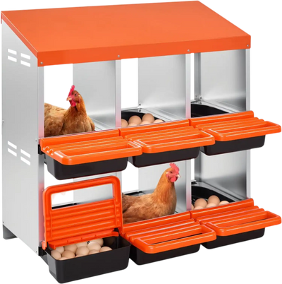 Vevor Chicken Nest Box 6-Compartment Metal Nesting Boxes New