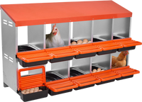 VEVOR 2 Tiers Chicken Nesting Boxes, 10 Compartments, Metal Egg Laying Boxes with Protective Collection Lids, Roll Out Nesting Box, Easy to Assemble, Ideal for Hens, Ducks, Chickens, and Other Poultry