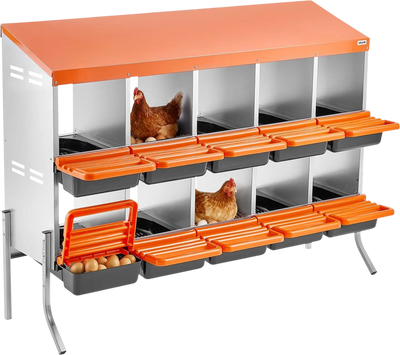 Vevor Chicken Nesting Boxes 2-Tier 10 Compartments with Support Legs New