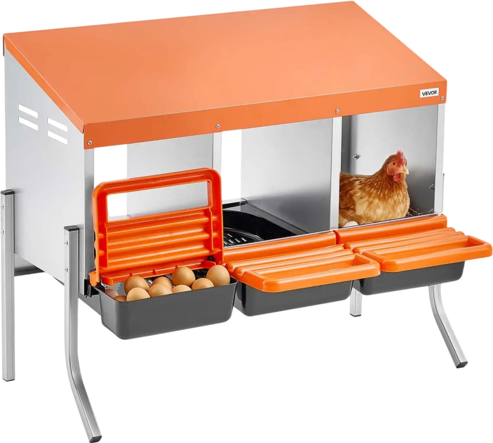 Vevor Chicken Nesting Boxes 3-Compartment Roll Away with Support Legs New