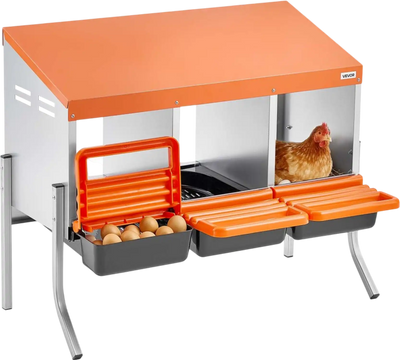 Vevor Chicken Nesting Boxes 3-Compartment Roll Away with Support Legs New