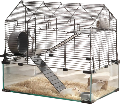 VEVOR Hamster Cage, 360° Viewing Transparent Hamster Habitats, Small Animal Cage, 22.8 x 15 x 21.3 in, Ventilated Pet Mouse Cages with Water Bottle, Portable Hamster House for Rats, Guinea Pigs