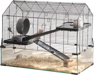 VEVOR Hamster Cage, 360° Viewing Transparent Hamster Habitats, Small Animal Cage, 29.5 x 17.3 x 24 in, Ventilated Pet Mouse Cages with Water Bottle, Portable Hamster House for Rats, Guinea Pigs
