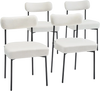 VEVOR Boucle Dining Chairs Set of 4, Mid Century Modern Sherpa Accent Chairs, Upholstered Side Chair for Dining Table, Space-Saving White Kitchen Table Chair with Curved Backrest and Black Metal Legs