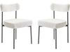 VEVOR Boucle Dining Chairs Set of 2, Mid Century Modern Sherpa Accent Chairs, Upholstered Side Chair for Dining Table, Space-Saving White Kitchen Table Chair with Curved Backrest and Black Metal Legs