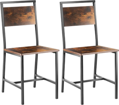VEVOR Dining Chairs Set of 2, Wooden Table Chairs with Metal Frame and Backrest, Easy to Assemble Leather Side Chair, Modern Farmhouse Walnut Chair for Kitchen Living Room, Rustic Brown and Black