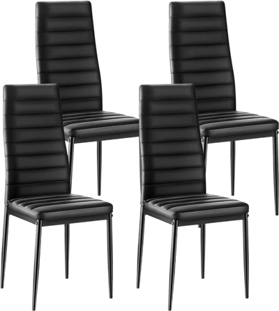 Vevor Dining Chairs Modern Leather Accent Set of 4 Black New