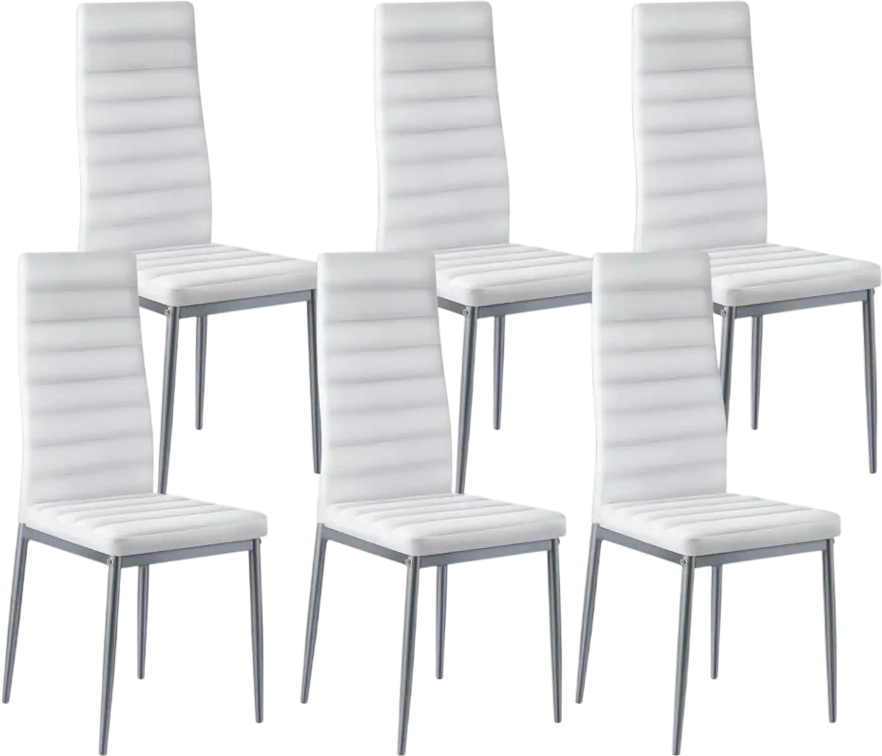 Vevor Dining Chairs Set of 6 White Upholstered Leather Side Chairs with Metal Legs New