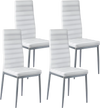 VEVOR Modern Dining Room Accent Chairs Set of 4, Upholstered Leather Side Chair for Dining Tables, Space-Saving Kitchen Table Chair with Thick Cushions and Metal Legs, White