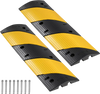 VEVOR 40 in Rubber Speed Bump, 2 Pack, 2 Channel Heavy Duty Traffic Speed Hump, 22000 lbs/Axle Load Capacity, Cable Protector Ramp with Expansion Screws, for Asphalt Concrete Gravel Driveway and Road