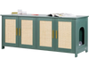 VEVOR Cat Litter Box Enclosure for Multi Cats, 47.2 in Hidden Litter Box Cabinet with 4 Rattan Doors & 2 Entries, Indoor Cat Washroom, Wooden Kitty House Furniture, Fit Most Litterboxes, Green
