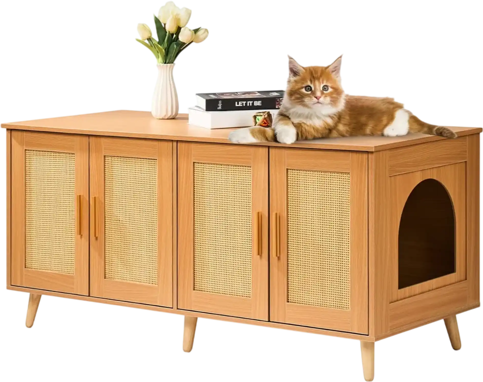 Vevor Cat Litter Box Enclosure Hidden Wooden Furniture for 2 Cats New