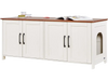 VEVOR Cat Litter Box Enclosure for Multi Cats, 47.2 in Hidden Litter Box Cabinet with 4 Doors & 2 Entries, Indoor Cat Washroom, Wooden Kitty House Furniture, Fit Most Litterboxes, Brown & White