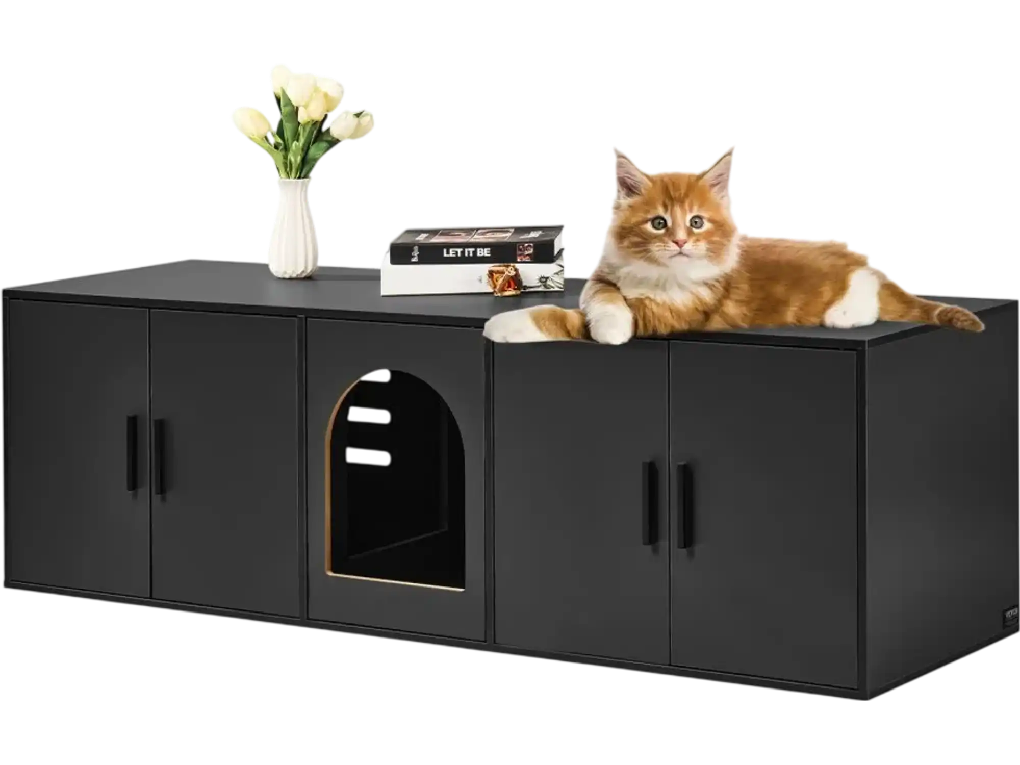 Vevor Cat Litter Box Enclosure Hidden Double Room Furniture Cabinet 57.9