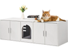 VEVOR Cat Litter Box Enclosure for 2 Cats, Litter Box Furniture Hidden with Double Rooms, Wooden Cat Box Cabinet Fit Most of Litter Box, 57.9"L x 18.3"W  x 17.9"H, White