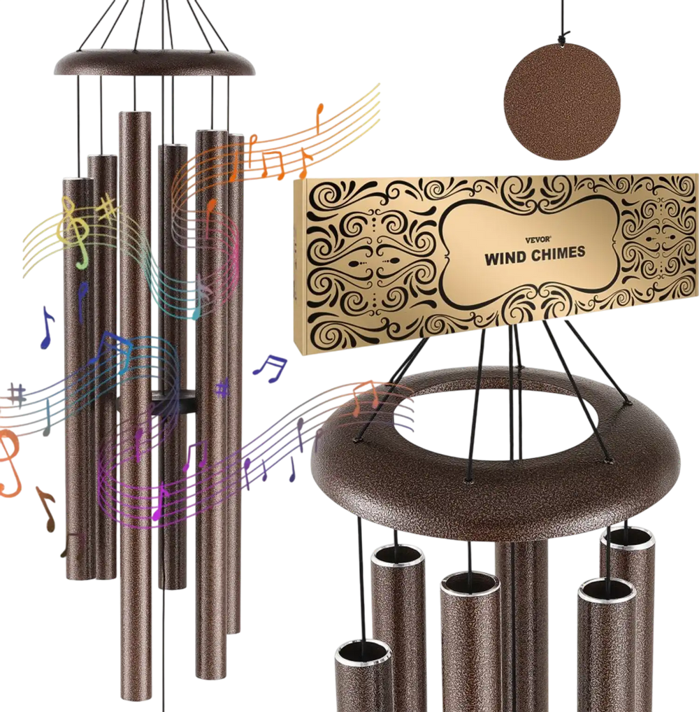 VEVOR Wind Chimes for Outside, 50", Deep Tone Wind Chimes with 6 Tubes, Unique Large Memorial Wind Chimes for Anniversary, Amazing Outdoor Decor for Your Patio, Porch, Garden and Backyard, Copper Vein