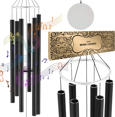 VEVOR Wind Chimes for Outside, 66 in, Deep Tone Wind Chimes with 6 Tubes, Unique Large Memorial Wind Chimes for Anniversary, Amazing Outdoor Decor for Your Patio, Porch, Garden and Backyard, Black