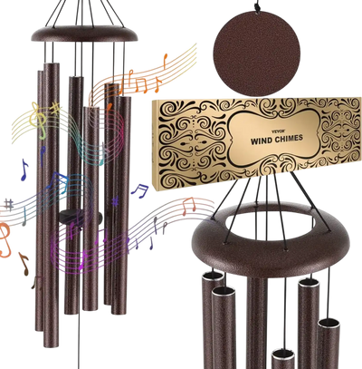 VEVOR Wind Chimes for Outside, 45 in, Deep Tone Wind Chimes with 6 Tubes, Unique Large Memorial Wind Chimes for Anniversary, Amazing Outdoor Decor for Your Patio, Porch, Garden and Backyard, Bronze