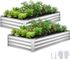 VEVOR 2 Pack Galvanized Raised Garden Beds, 6 x 3 x 1 ft, Rectangular Metal Planter Boxes Kit Outdoor, Bottomless Elevated Planting Box with Gloves, Alu-Zinc, for Growing Flowers Vegetables, Silver