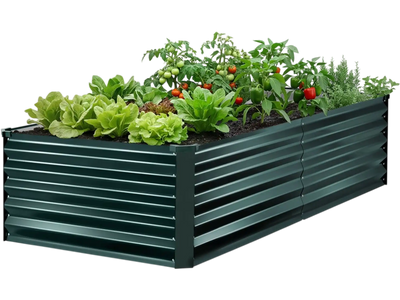 VEVOR Galvanized Raised Garden Bed, 6.67 x 3.35 x 1.51 ft, Rectangular Metal Planter Box Kit Outdoor, Rustproof Elevated Planting Box with Gloves, Alu-Zinc, for Growing Flowers Vegetables, Dark Green