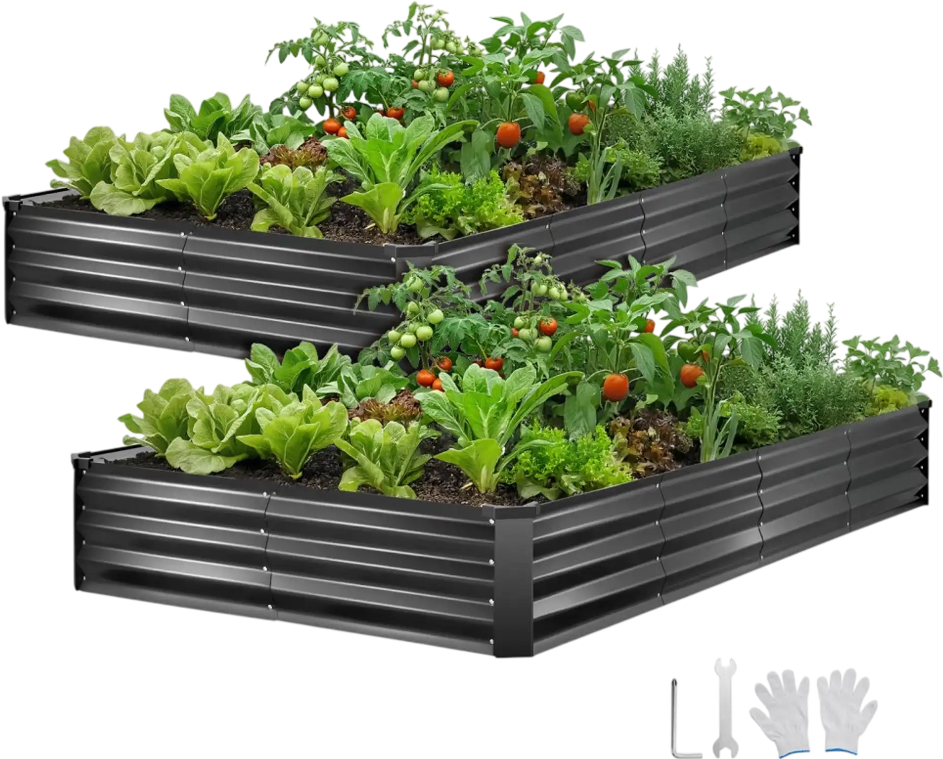 Vevor Raised Garden Bed 2-Pack 8' x 4' x 1' Galvanized Metal Planter Boxes Dark Gray New