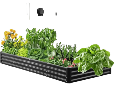 Vevor Raised Garden Bed 8 x 4 x 1' Outdoor Galvalume Planter Box Dark Gray New
