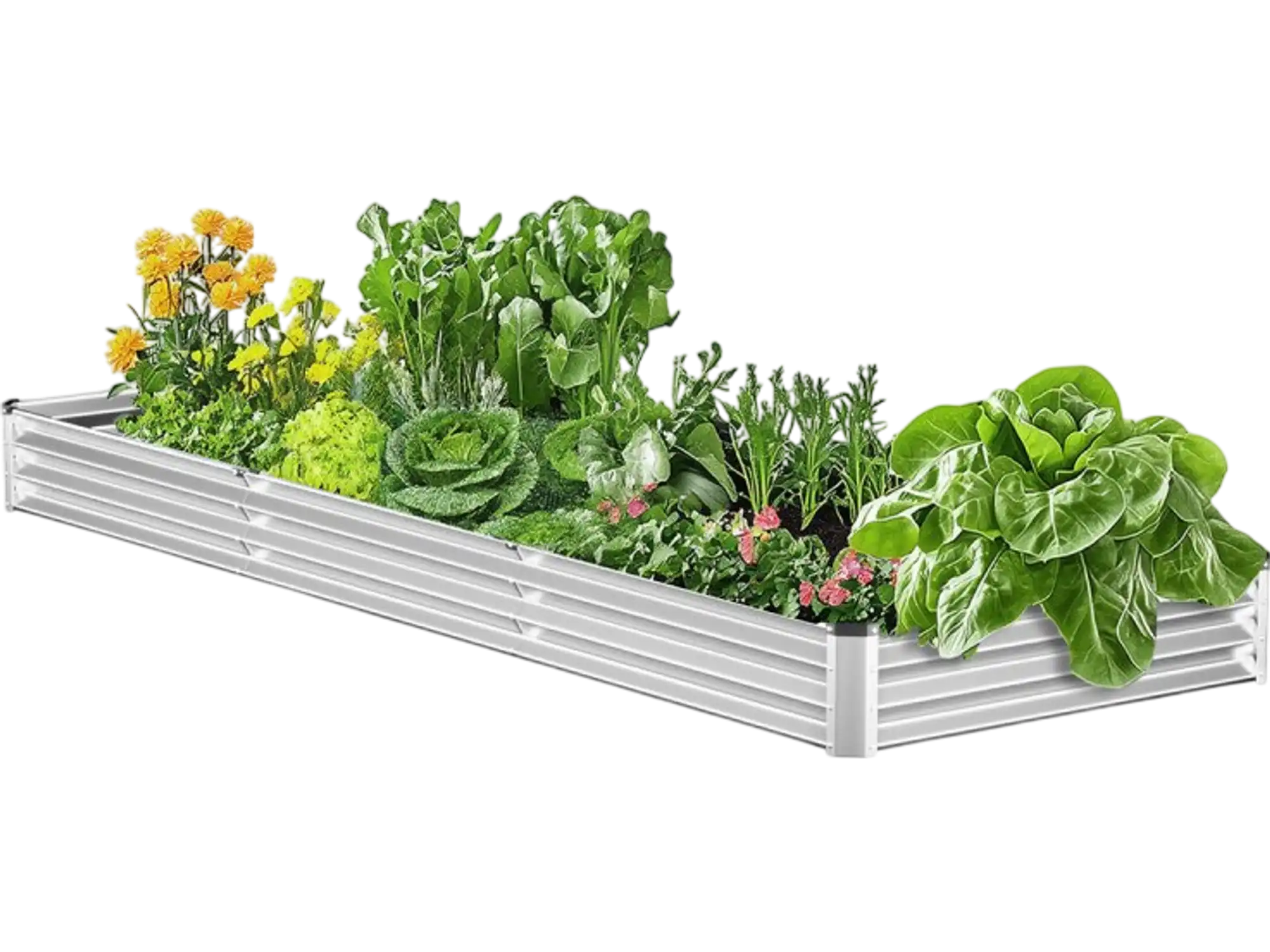Vevor Raised Garden Bed 12' x 4' x 1' Galvanized Metal Planter Box Silver New