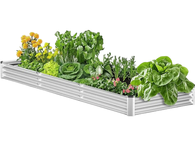 Vevor Raised Garden Bed 12' x 4' x 1' Galvanized Metal Planter Box Silver New